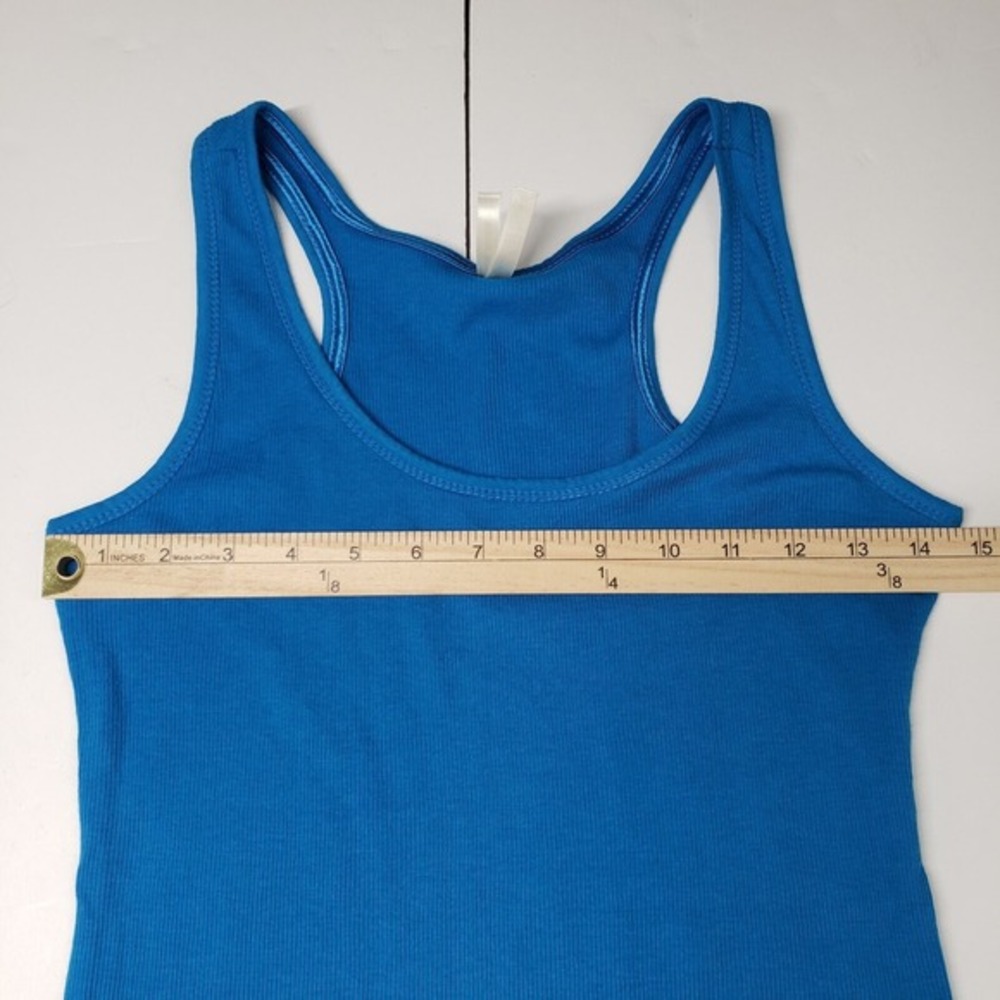 Color Story Long Layering Ribbed‎ Tank Top Womens Large Blue Y2K Scoop Neck Emo - Picture 4 of 13